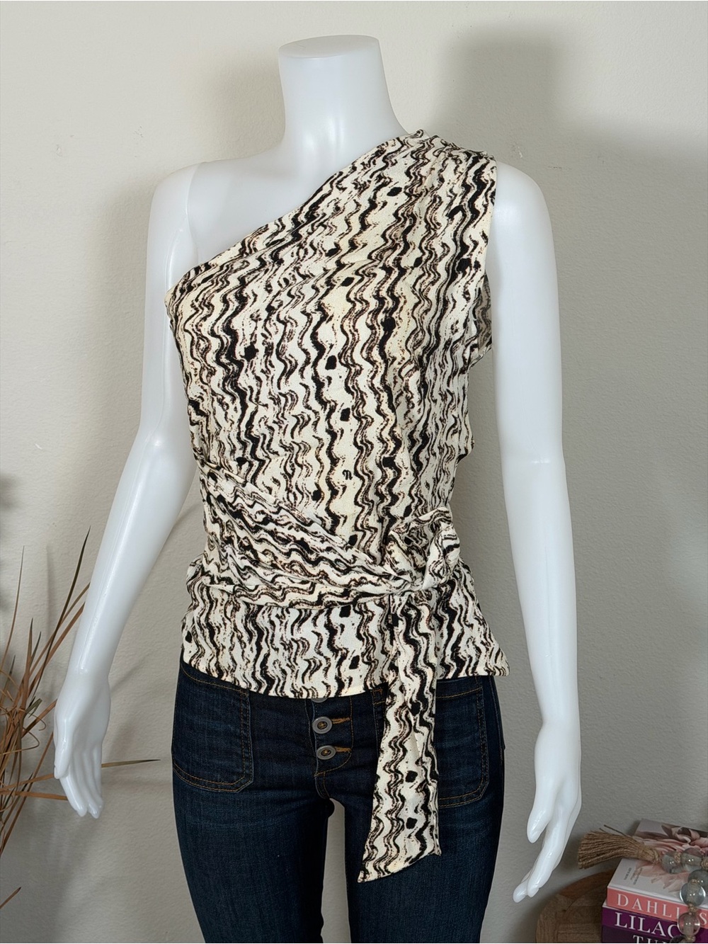 Printed One-Shoulder Wrap Top by Nanushka | M